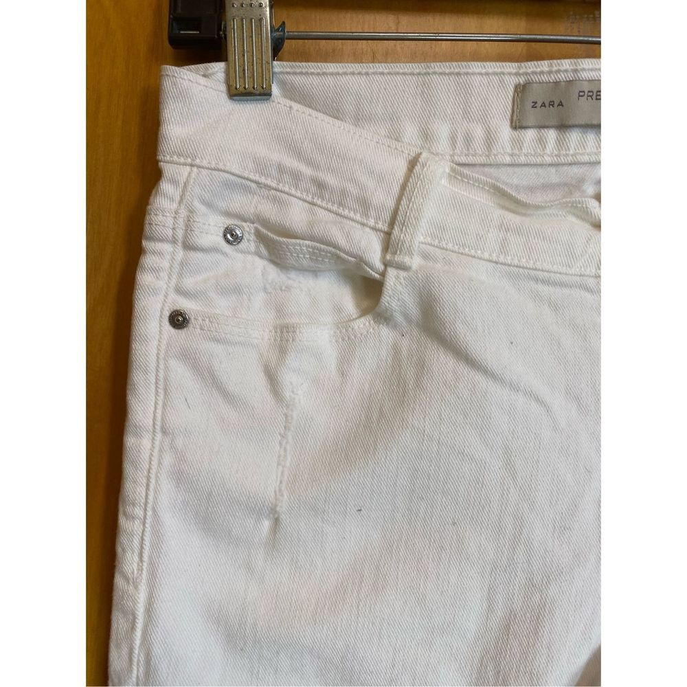 Zara White Ripped Distressed Jeans Denim Skinny Size 2 High Rise. - Picture 4 of 13